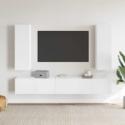 Set di Mobili Porta TV 5 pz Bianco in Legno Multistrato