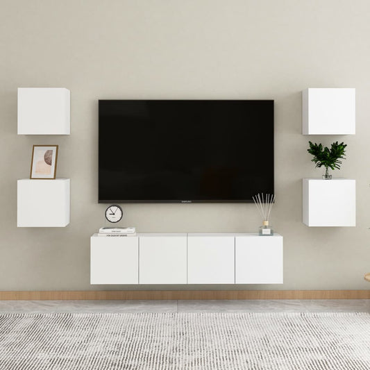 Set di Mobili Porta TV 6 pz Bianco in Legno Multistrato | homemem39