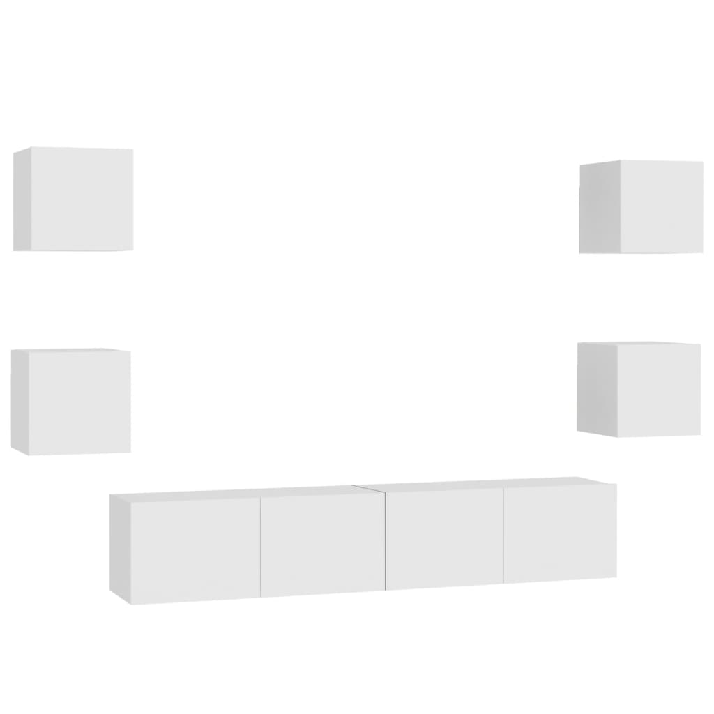 Set Mobili Porta TV 6 pz Bianco in Legno Multistrato | homemem39