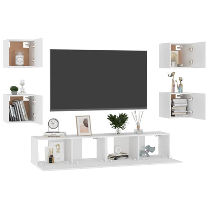 Set Mobili Porta TV 6 pz Bianco in Legno Multistrato | homemem39