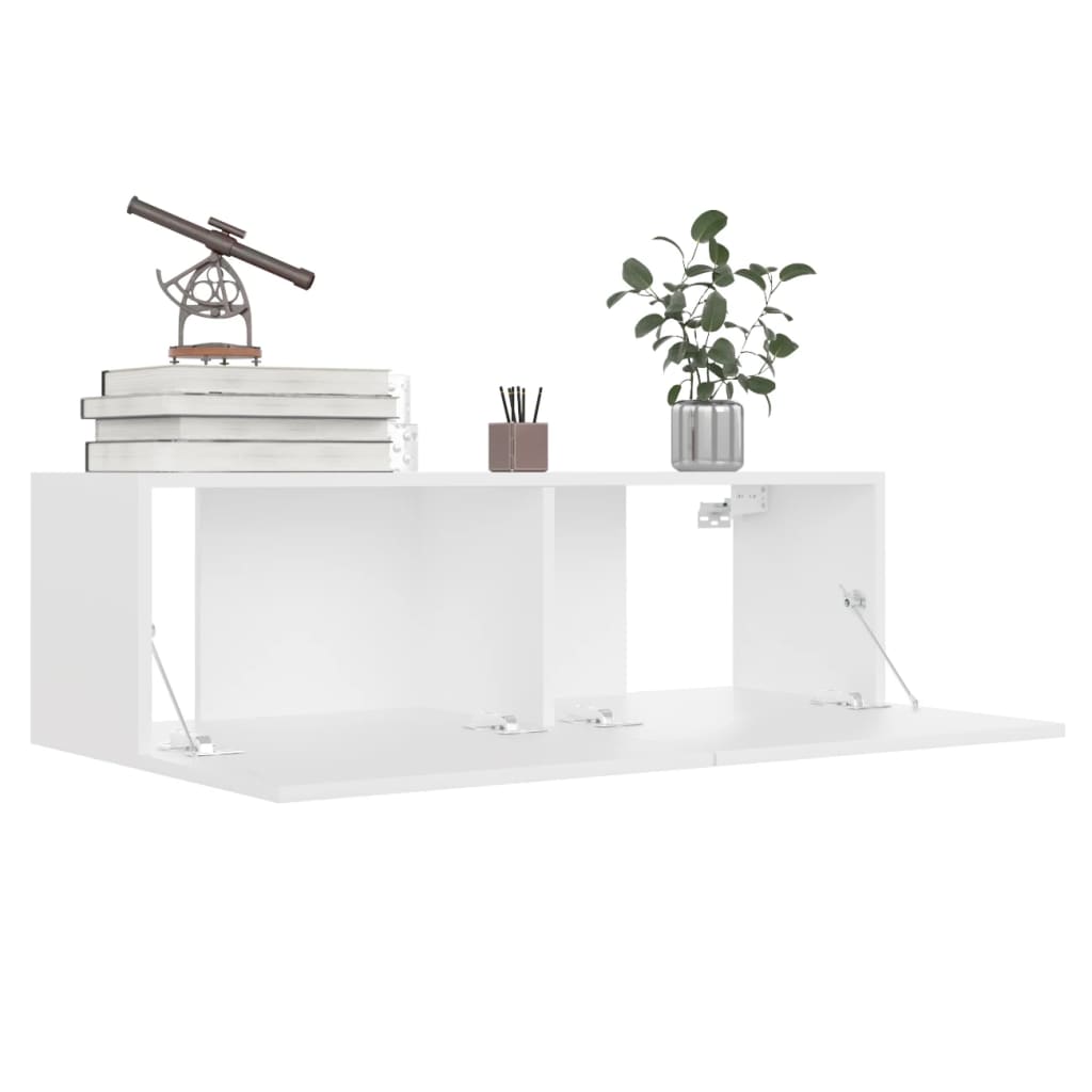 6 pc White TV Stand Furniture Set in Multilayer Wood