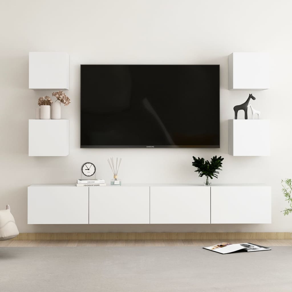 Set Mobili Porta TV 6 pz Bianco in Legno Multistrato - homemem39