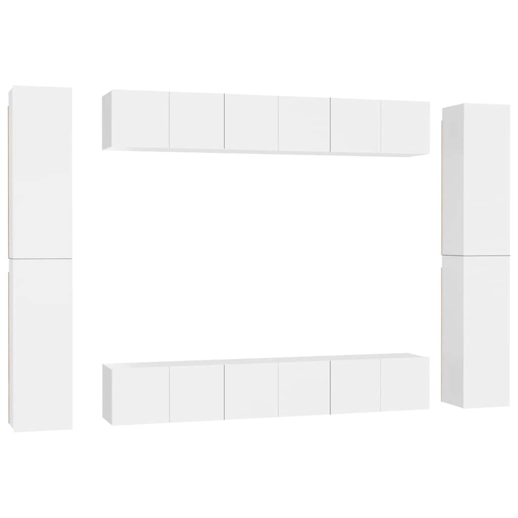 Set Mobili Porta TV 10 pz Bianco in Legno Multistrato