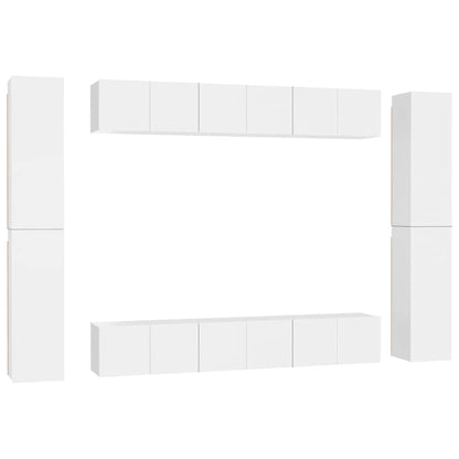 Set Mobili Porta TV 10 pz Bianco in Legno Multistrato