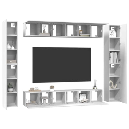 Set Mobili Porta TV 10 pz Bianco in Legno Multistrato