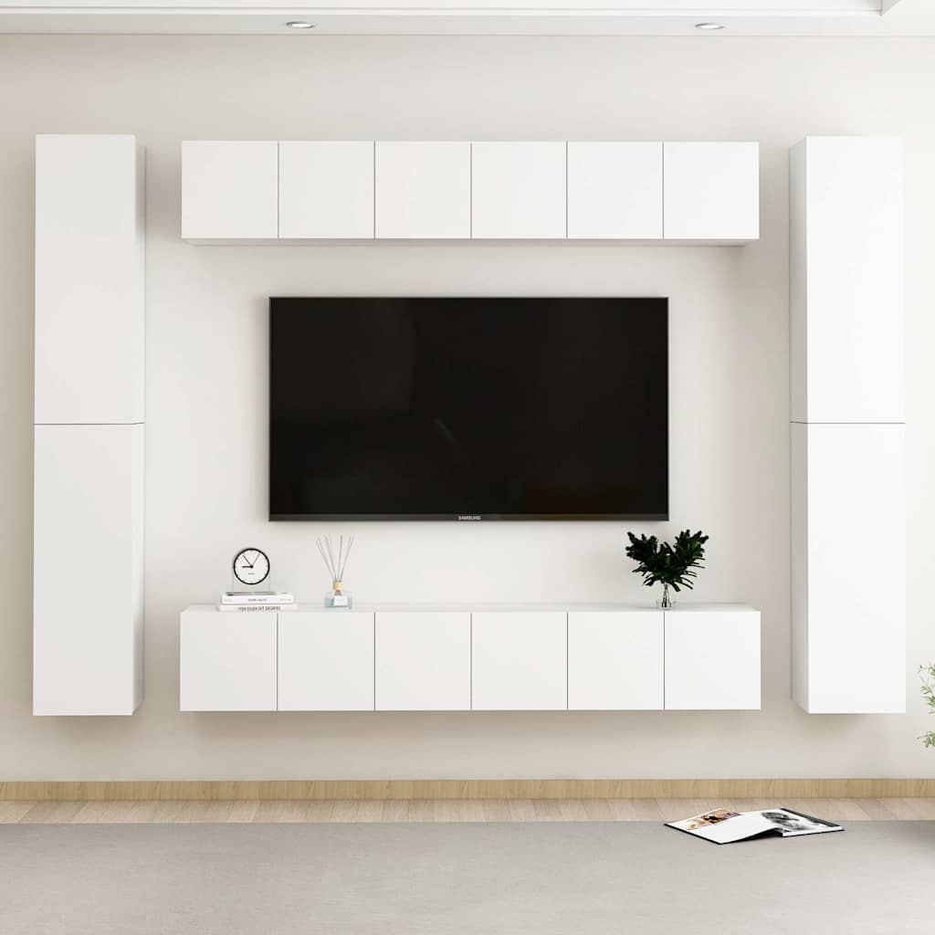 Set Mobili Porta TV 10 pz in legno multistrato