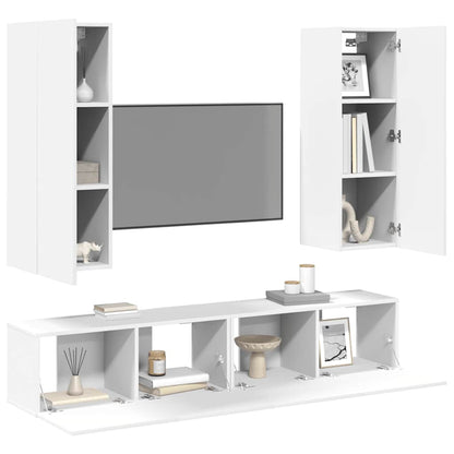 Set Mobili Porta TV 4 pz Bianco in Legno Multistrato