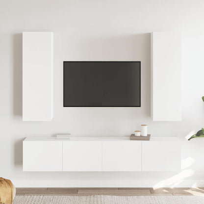 Set Mobili Porta TV 4 pz Bianco in Legno Multistrato