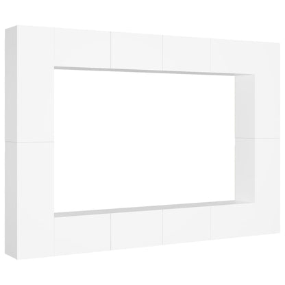 Set Mobili Porta TV 8 pz Bianco in Legno Multistrato