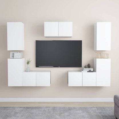 Set di Mobili Porta TV 7 pz Bianco in Legno Multistrato