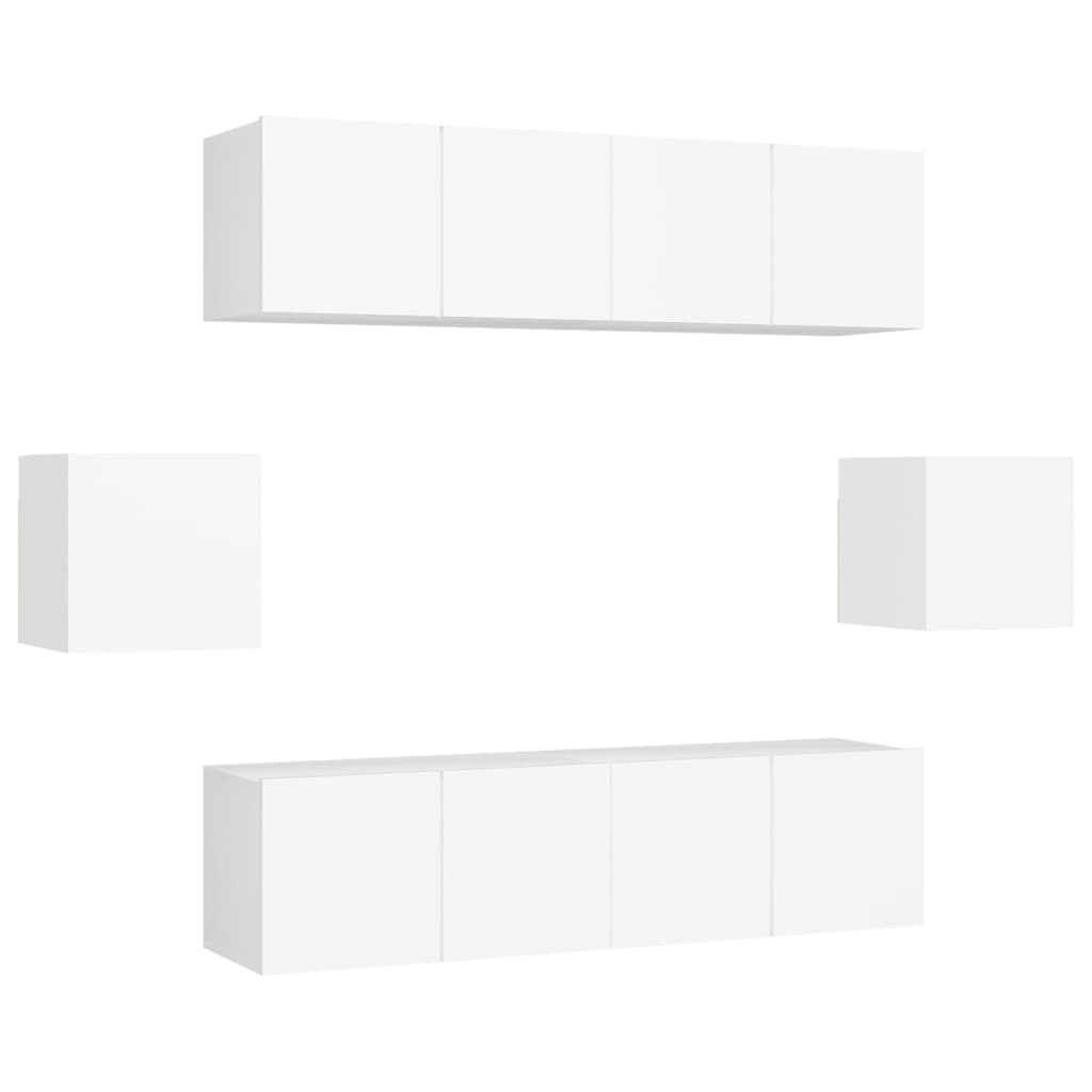 Set Mobili Porta TV 6 pz Bianco in Legno Multistrato | homemem39
