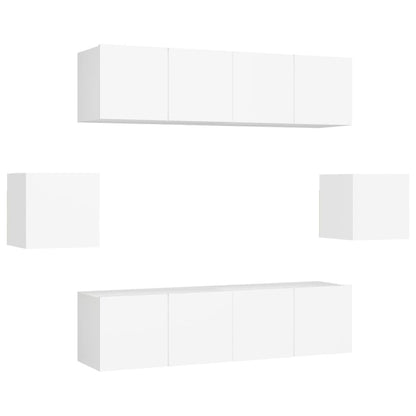 Set Mobili Porta TV 6 pz Bianco in Legno Multistrato | homemem39