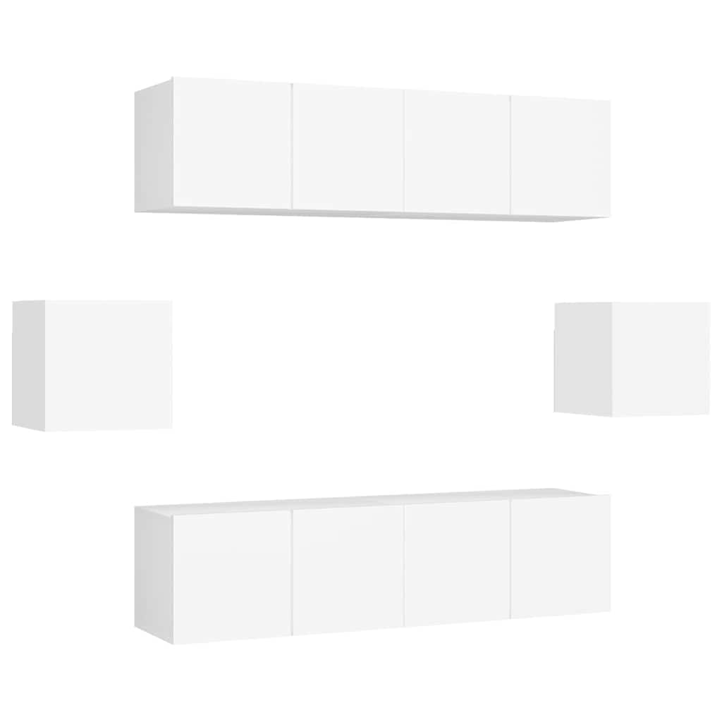 Set Mobili Porta TV 6 pz Bianco in Legno Multistrato