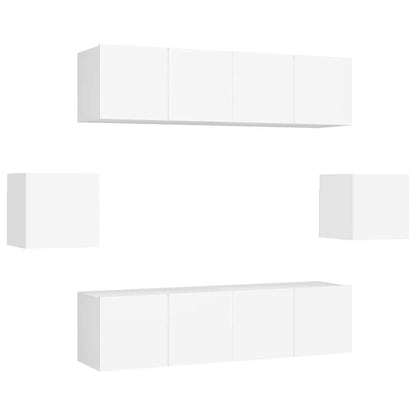 Set Mobili Porta TV 6 pz Bianco in Legno Multistrato