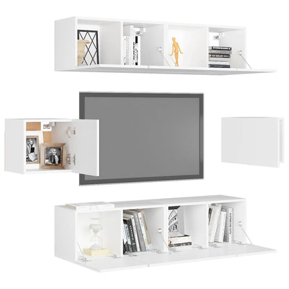 Set Mobili Porta TV 6 pz Bianco in Legno Multistrato | homemem39