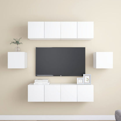 Set Mobili Porta TV 6 pz Bianco in Legno Multistrato | homemem39