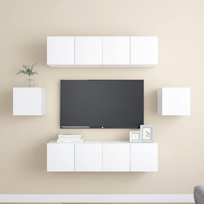 Set Mobili Porta TV 6 pz Bianco in Legno Multistrato