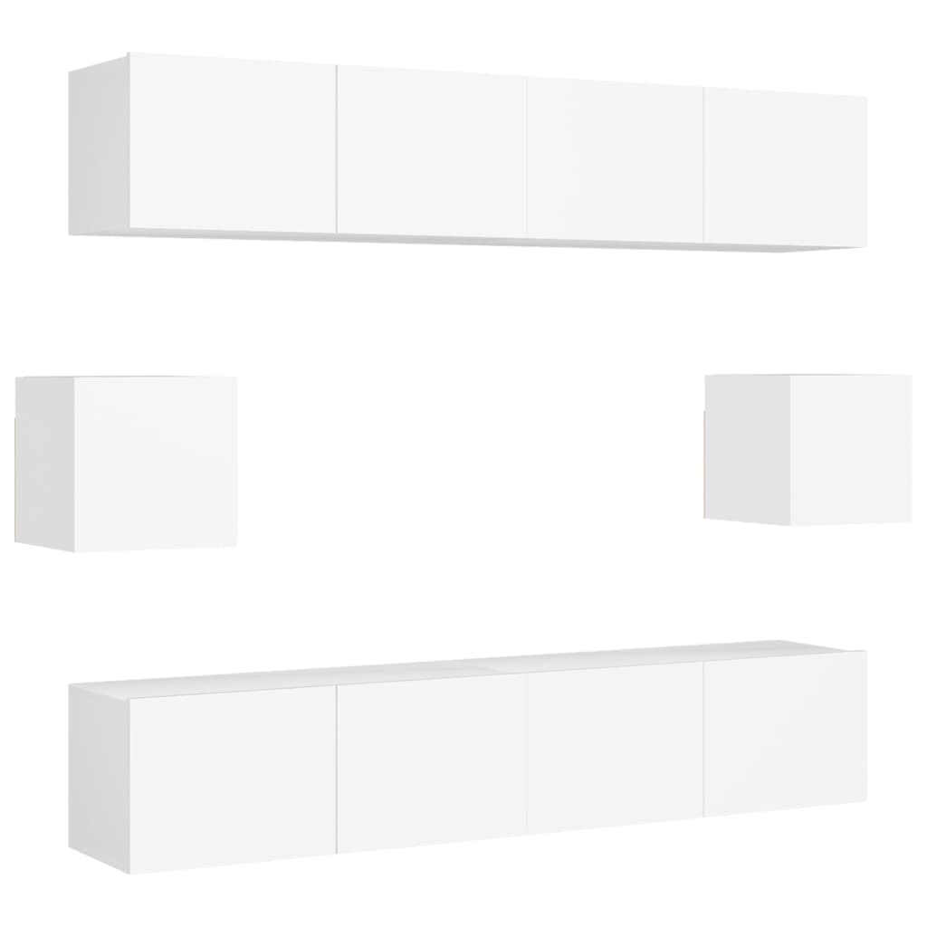 Set Mobili Porta TV 6 pz Bianco in Legno Multistrato | homemem39