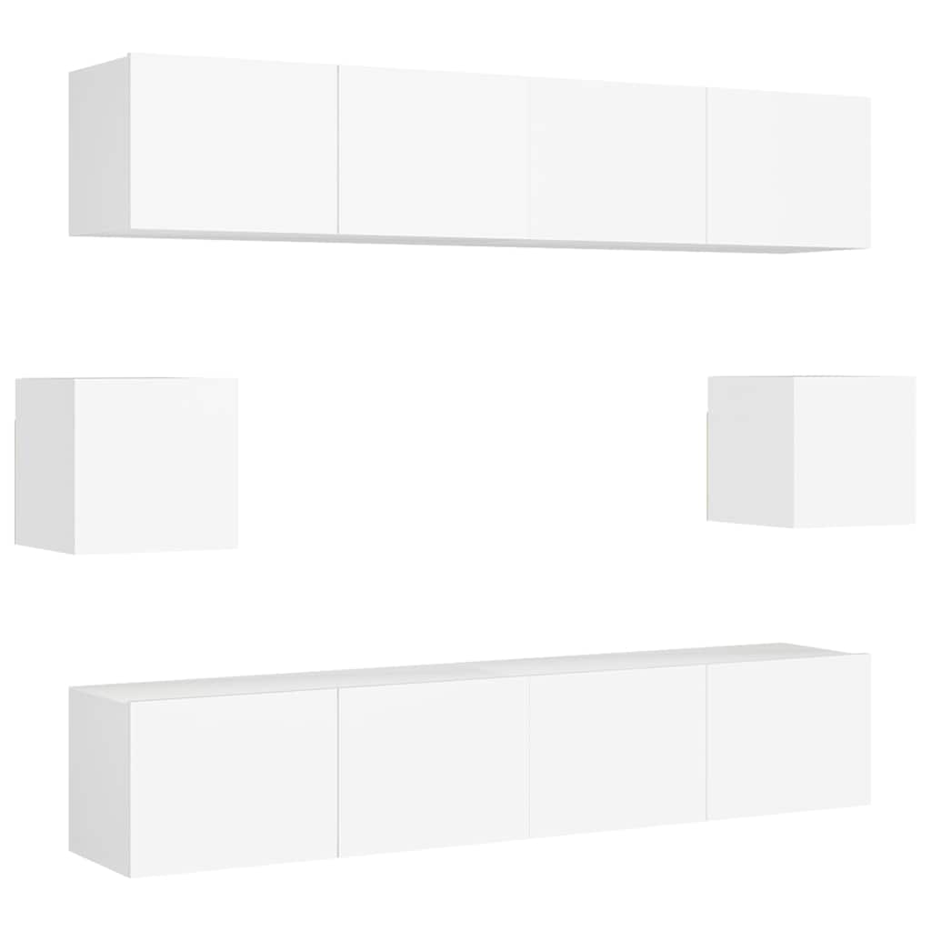 Set Mobili Porta TV 6 pz Bianco in Legno Multistrato