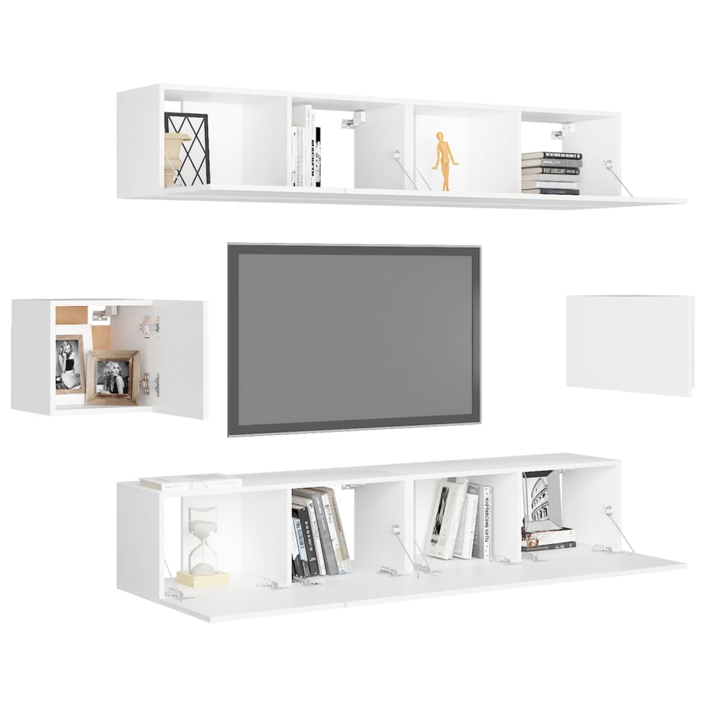 Set Mobili Porta TV 6 pz Bianco in Legno Multistrato | homemem39