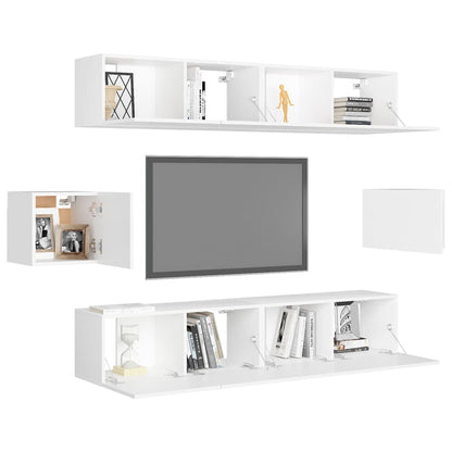 Set Mobili Porta TV 6 pz Bianco in Legno Multistrato | homemem39