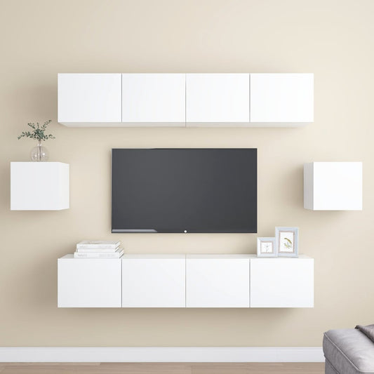 Set Mobili Porta TV 6 pz Bianco in Legno Multistrato | homemem39