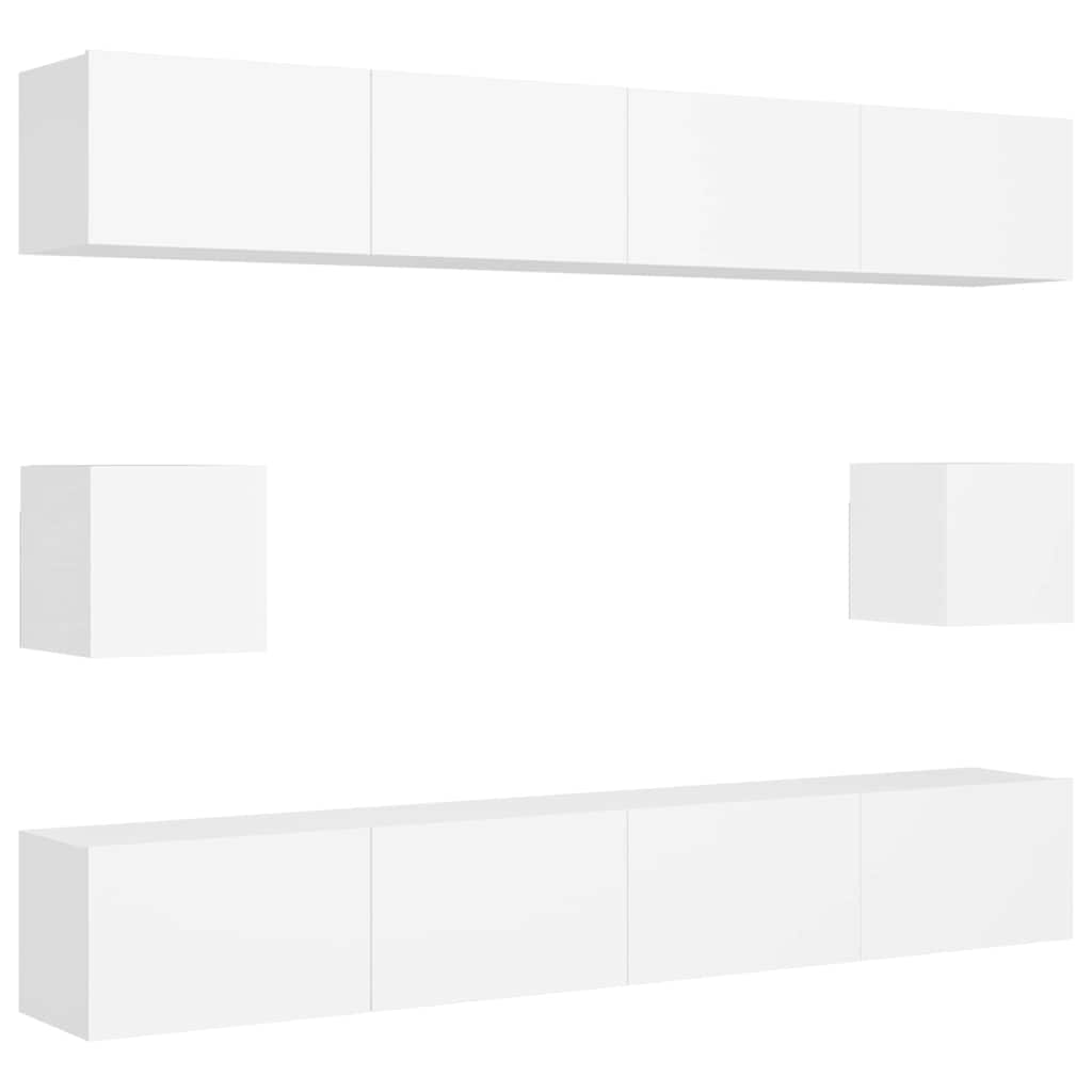 Set Mobili Porta TV 6 pz Bianco in Legno Multistrato