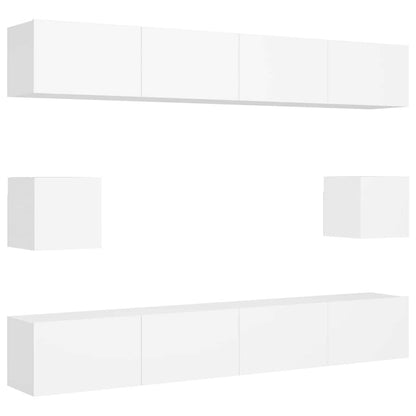 Set Mobili Porta TV 6 pz Bianco in Legno Multistrato