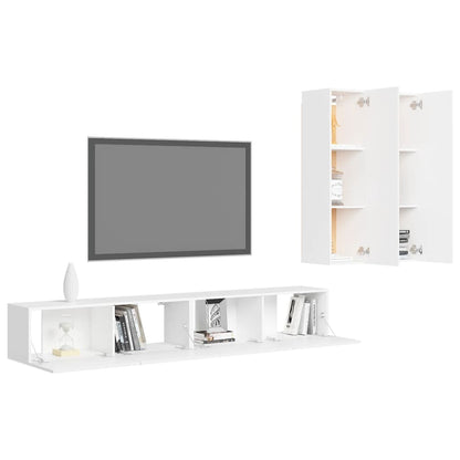 Set Mobili Porta TV 4 pz Bianco in Legno Multistrato