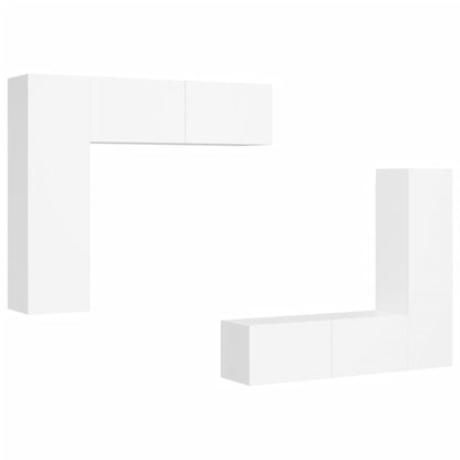 White 4-piece TV Stand Furniture Set in Multilayer Wood