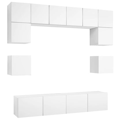 Set Mobili Porta TV 8 pz Bianco in Legno Multistrato | homemem39