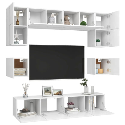 Set Mobili Porta TV 8 pz Bianco in Legno Multistrato | homemem39