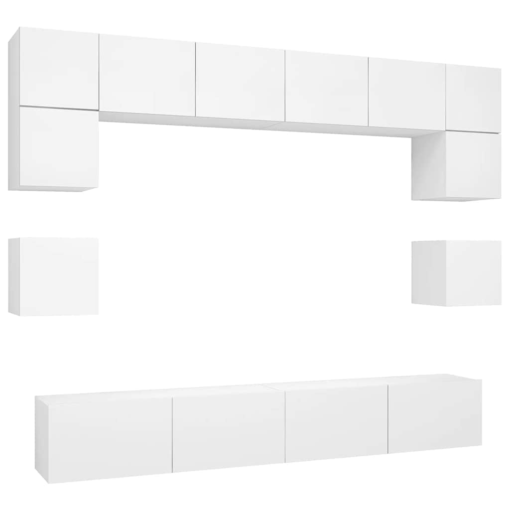 Set Mobili Porta TV 8 pz Bianco in Legno Multistrato | homemem39