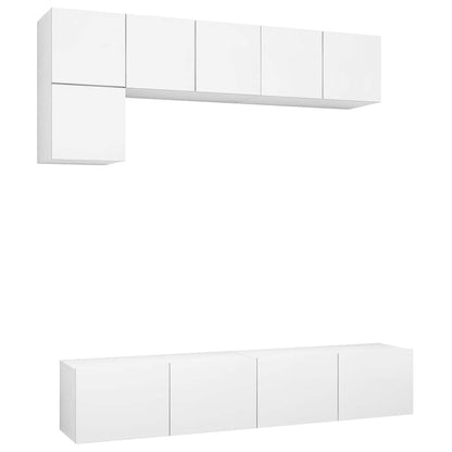 Set di Mobili Porta TV 5 pz Bianco in Legno Multistrato