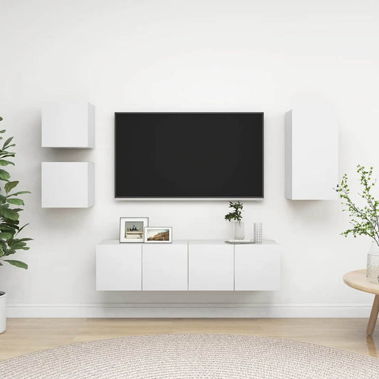Set di Mobili Porta TV 5 pz Bianco in Legno Multistrato | homemem39