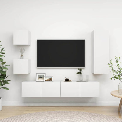 Set di Mobili Porta TV 5 pz Bianco in Legno Multistrato
