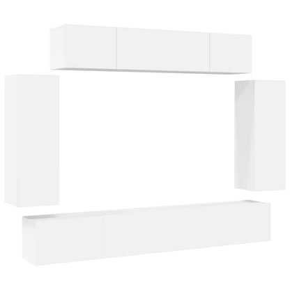 Set di Mobili Porta TV 6 pz Bianco in Legno Multistrato