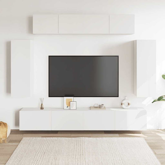 Set di Mobili Porta TV 6 pz Bianco in Legno Multistrato
