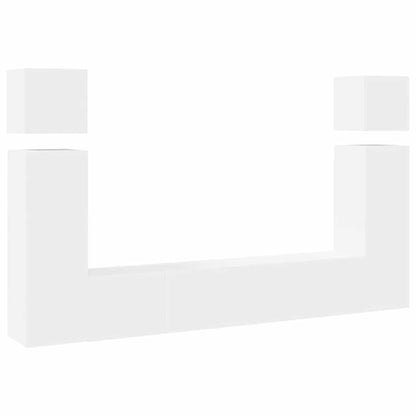 Set Mobili Porta TV 8 pz Bianco in Legno Multistrato