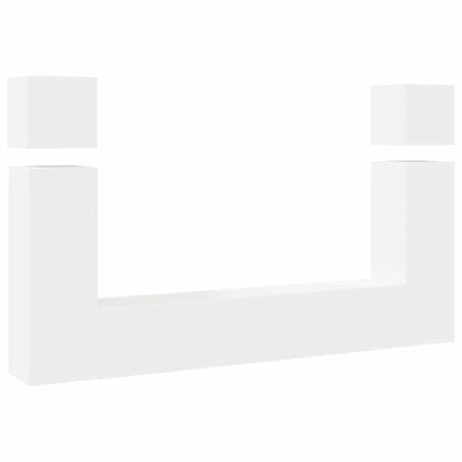Set Mobili Porta TV 8 pz Bianco in Legno Multistrato