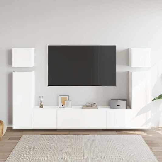Set Mobili Porta TV 8 pz Bianco in Legno Multistrato