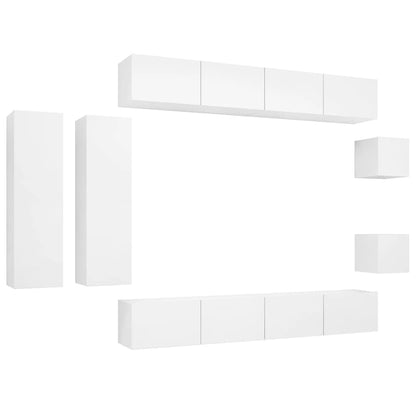 Set Mobili Porta TV 8 pz Bianco in Legno Multistrato