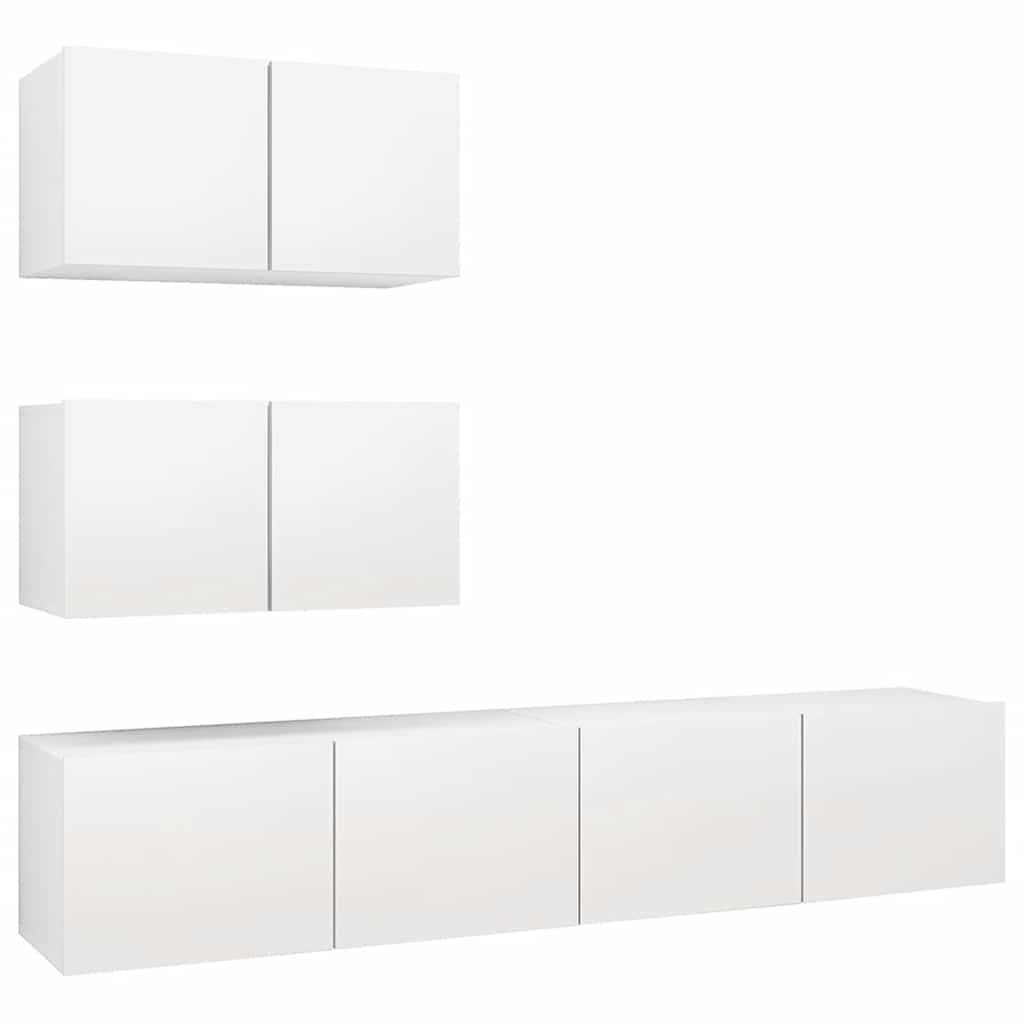 Set Mobili Porta TV 4 pz Bianco in Legno Multistrato