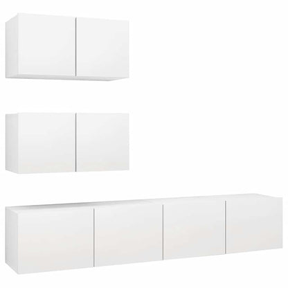 Set Mobili Porta TV 4 pz Bianco in Legno Multistrato