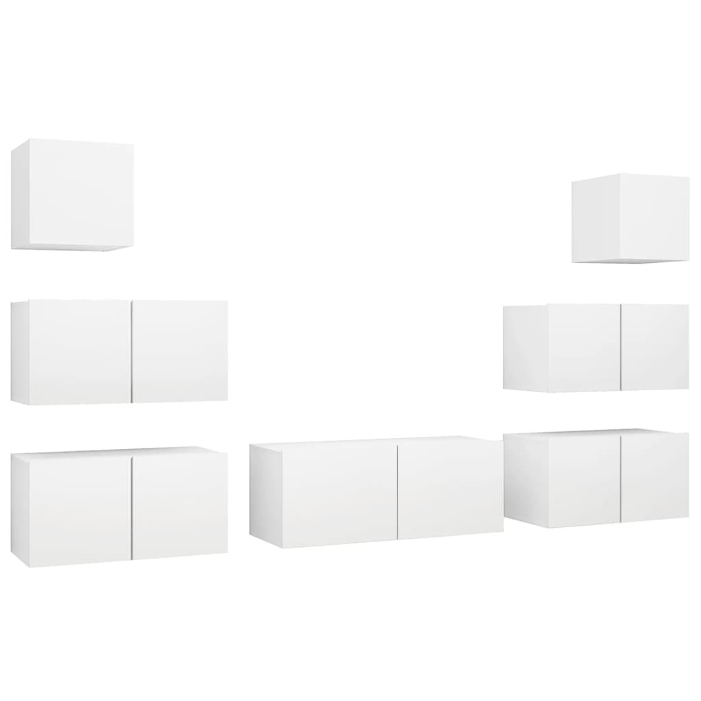 Set Mobili Porta TV 7 pz Bianco in Legno Multistrato | homemem39