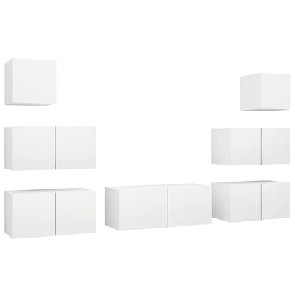 Set Mobili Porta TV 7 pz Bianco in Legno Multistrato | homemem39