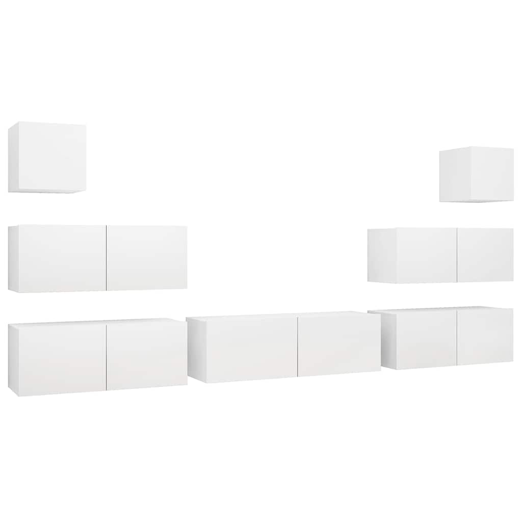 Set Mobili Porta TV 7 pz Bianco in Legno Multistrato | homemem39