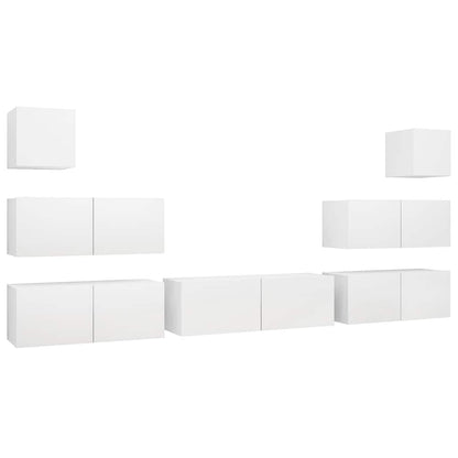 Set Mobili Porta TV 7 pz Bianco in Legno Multistrato | homemem39