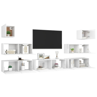 Set Mobili Porta TV 7 pz Bianco in Legno Multistrato - homemem39