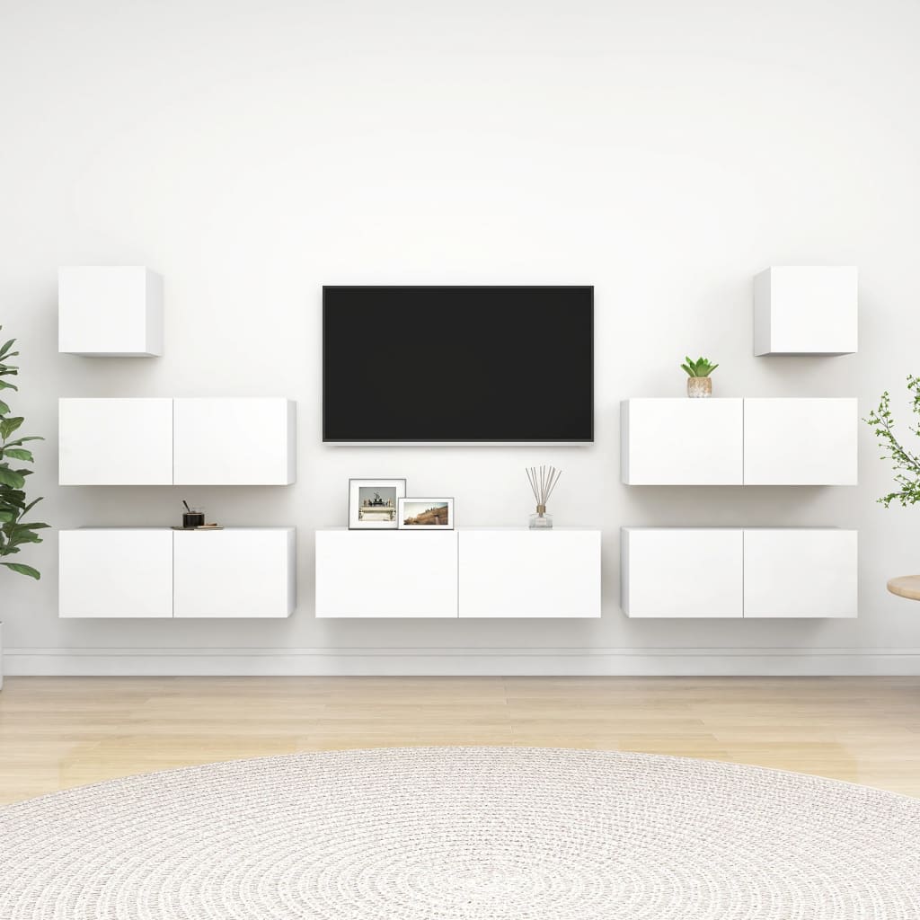 Set Mobili Porta TV 7 pz Bianco in Legno Multistrato - homemem39